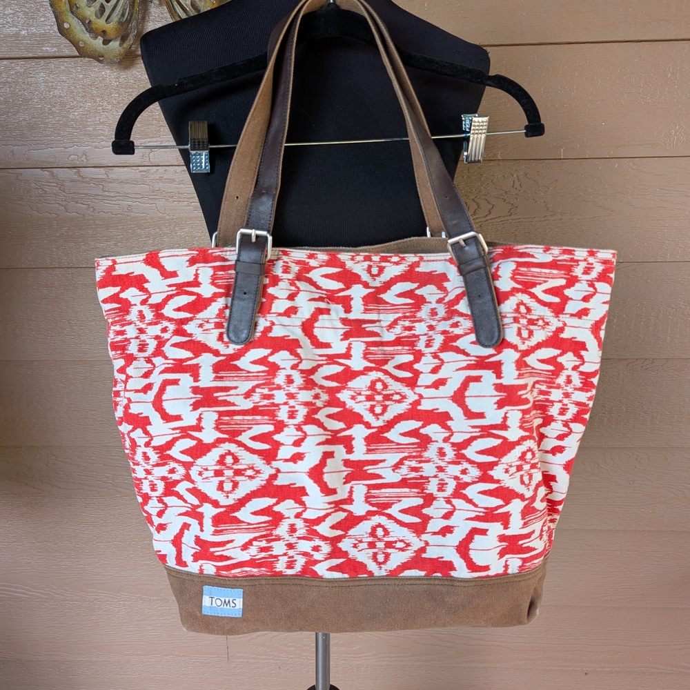 TOMS Vibrant Red and Cream Tote